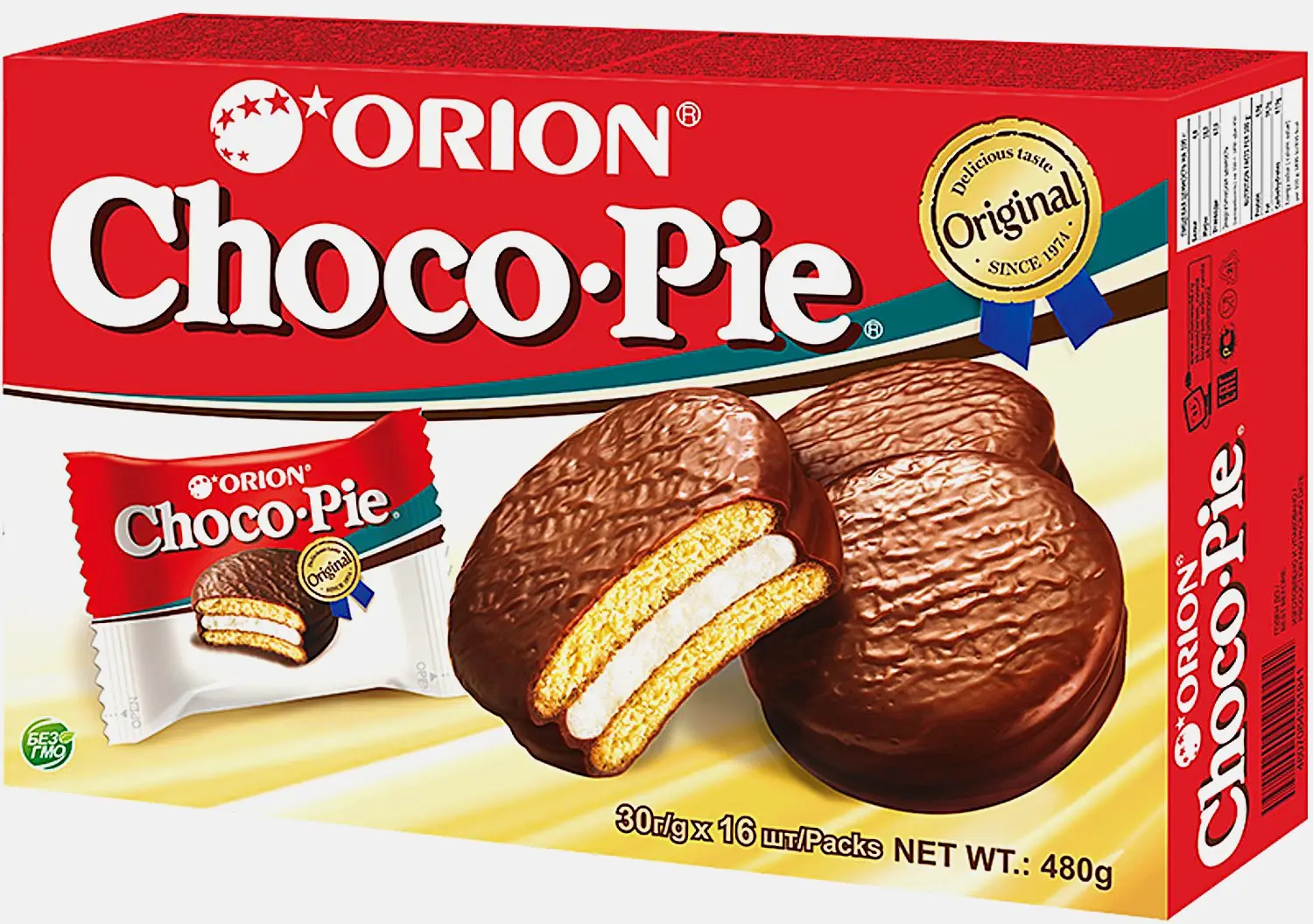 Пирожное Orion Choco Pie в глазури 16x30г Пирожное Orion Choco Pie в глазури 16x30г