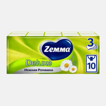 Носовые платочки Ромашка Deluxe Zemma 3 слоя 10шт*10шт