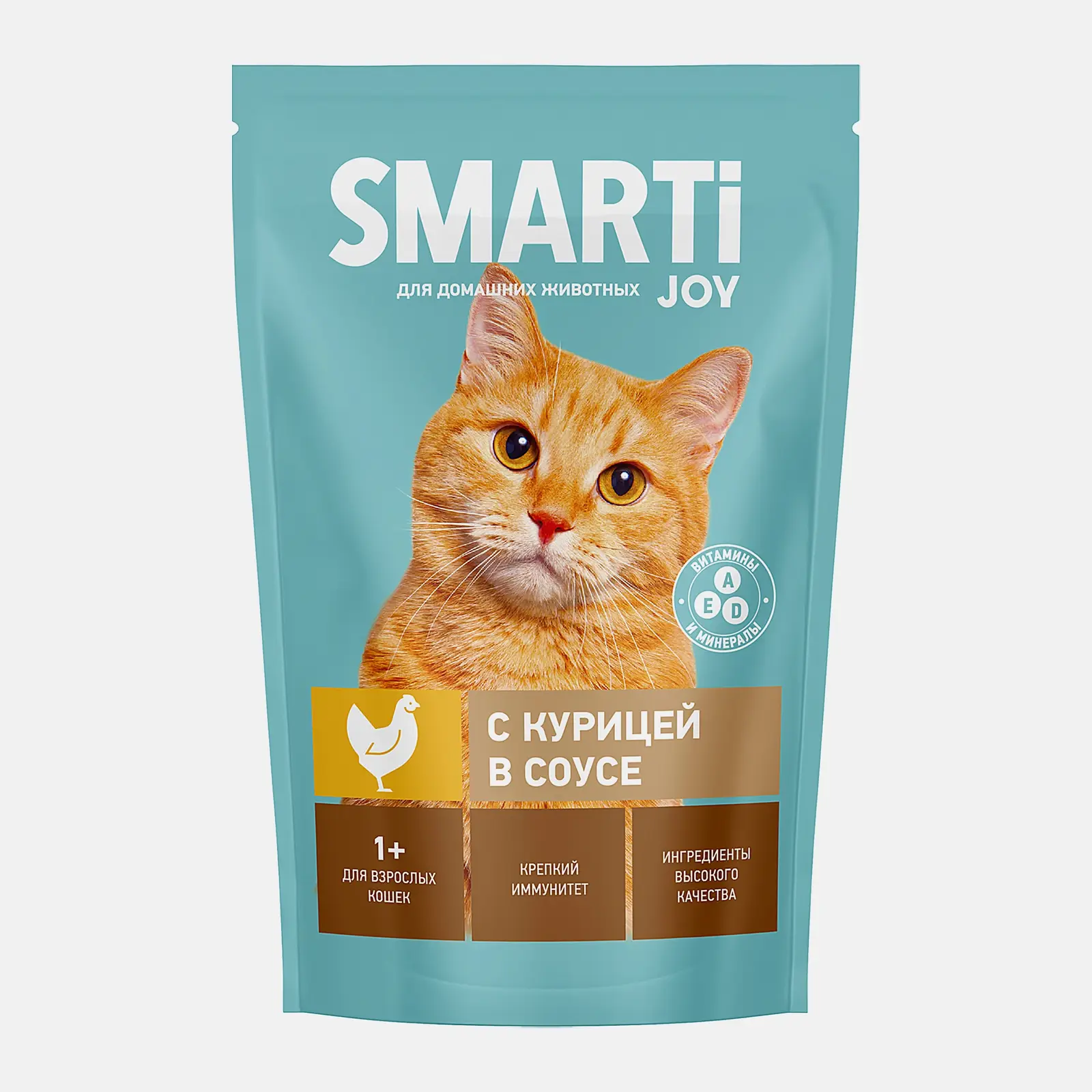 Изображение товара Влажный корм для кошек Smarti Joy с курицей 415г для взрослых питомцев