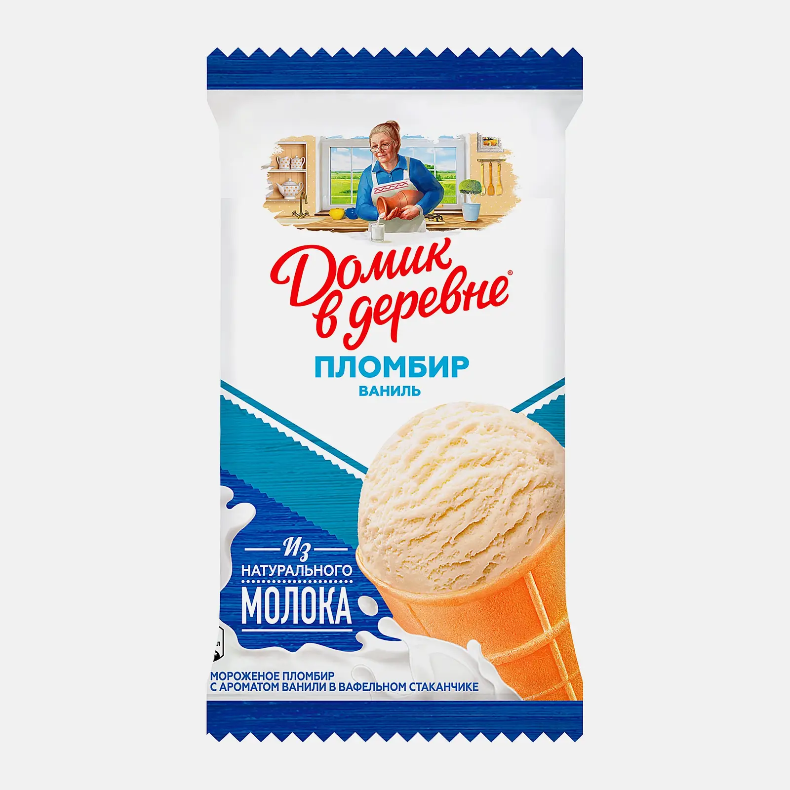 Мороженое Домик в деревне пломбир с ароматом ванили 80г