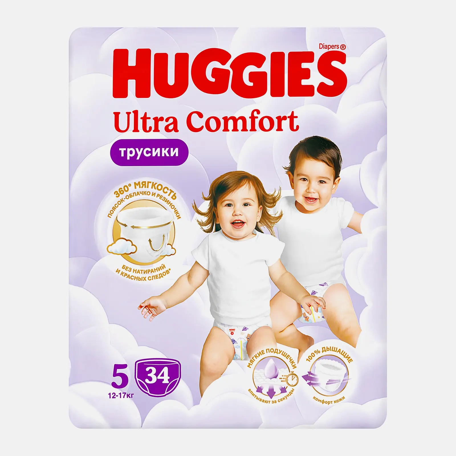 Изображение товара Трусики-подгузники Huggies размер 5, 34 шт, супертонкие, DryTouch