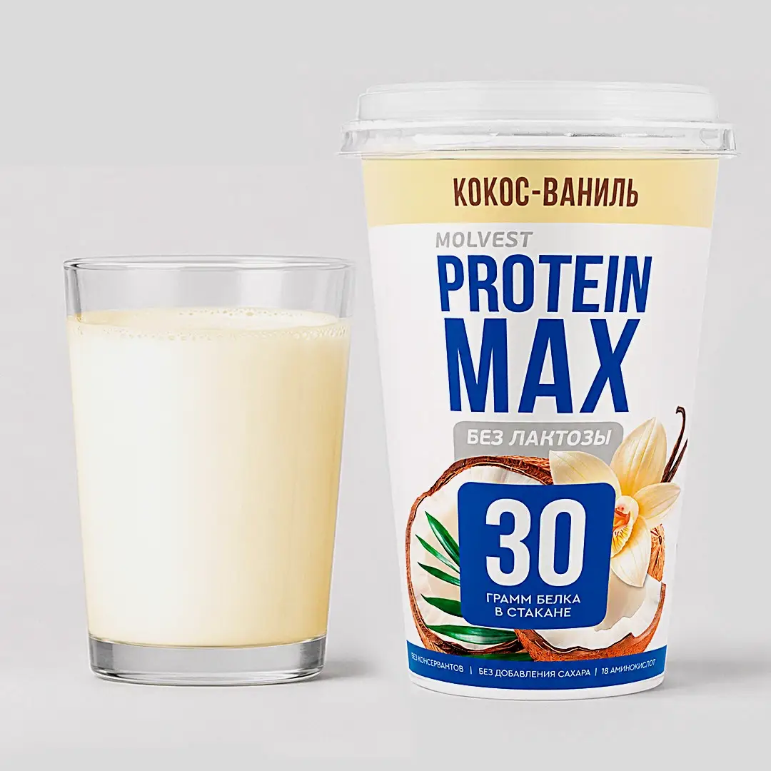 Напиток кисломолочный кокос и ваниль безлактозный Молвест Protein Max 0.6% 240г - фото 2