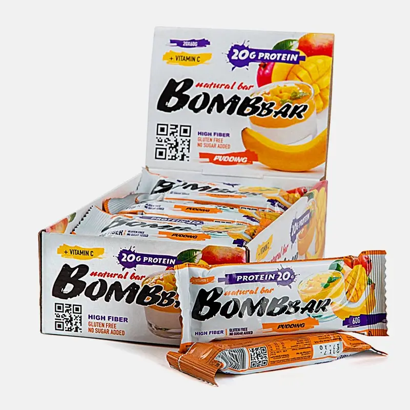 Изображение товара Протеиновый батончик-пудинг Bombbar Манго-банан 60г низкокалорийный спорт питание