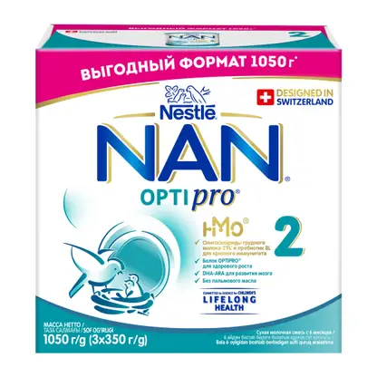 Изображение товара Смесь молочная сухая Nan 2 Optipro с 6 месяцев 1.05кг Изображение товара Смесь молочная сухая Nan 2 Optipro с 6 месяцев 1.05кг