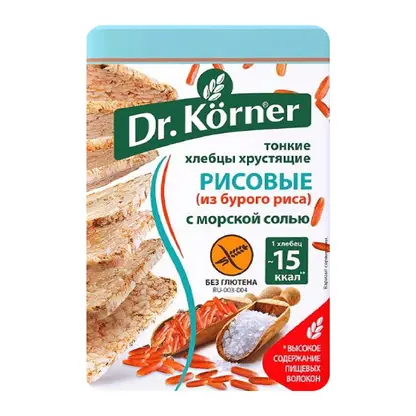 Изображение товара Хлебцы Рисовые с морской солью без глютена Dr.Korner 100г