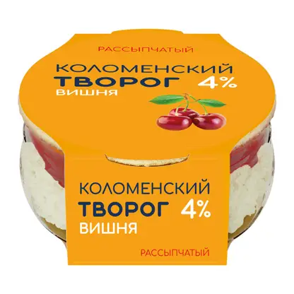 Изображение товара Творог рассыпчатый Вишня Коломенский 4% 150г