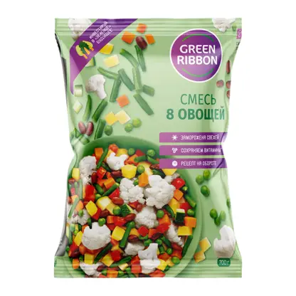 Изображение товара Смесь Green Ribbon 8 овощей быстрозамороженная 700г