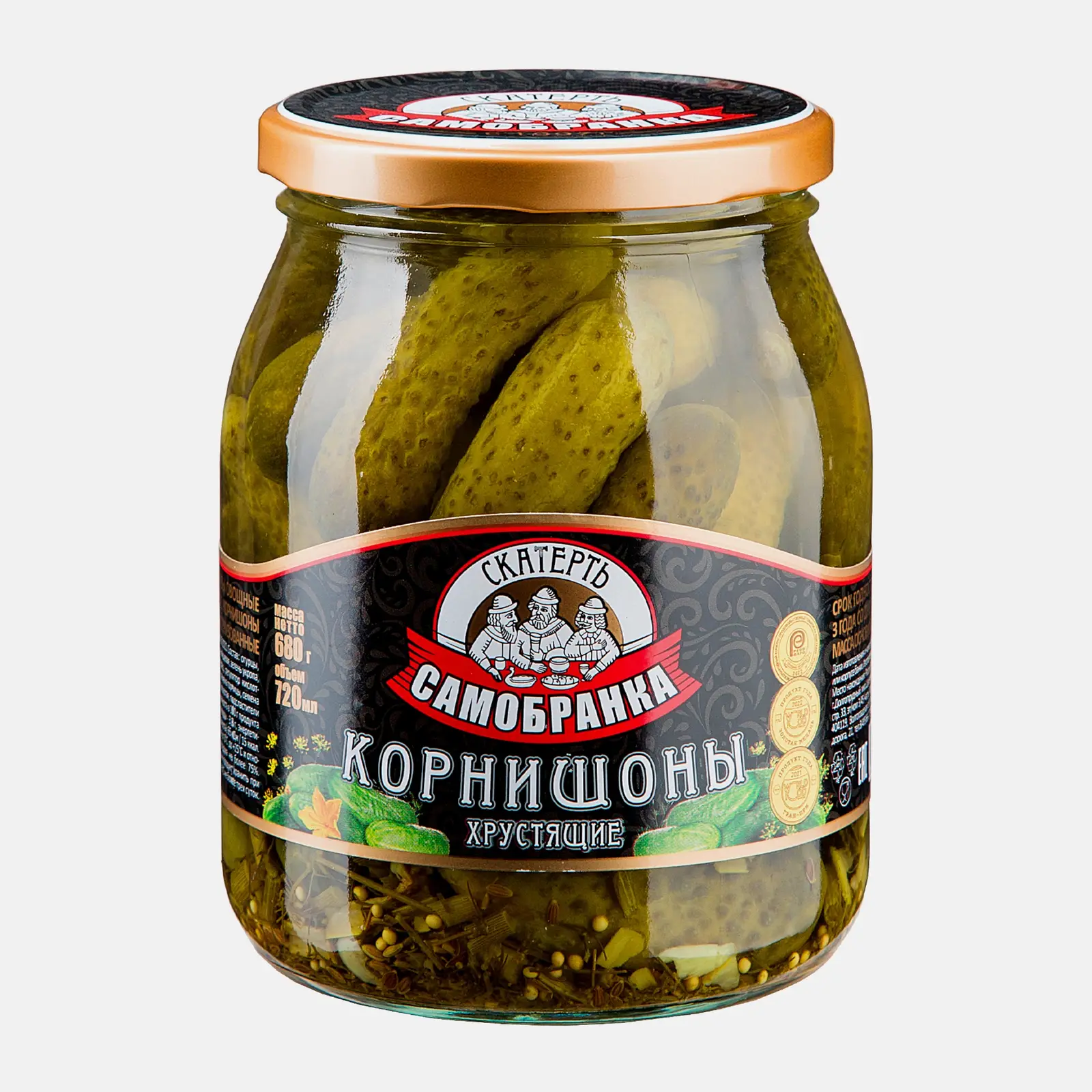 Изображение товара Корнишоны маринованные Скатерть-Самобранка 720мл хрустящие овощи