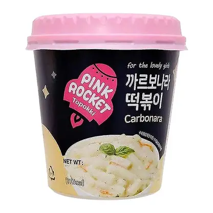 Изображение товара Токпокки с соусом Карбонара Pink Rocket 120 г быстрорготовое корейское блюдо