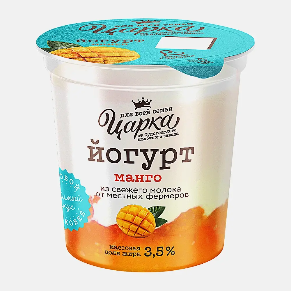 Изображение товара Йогурт Царка манго 3. 5% 400г - натуральный фруктовый йогурт с джемом
