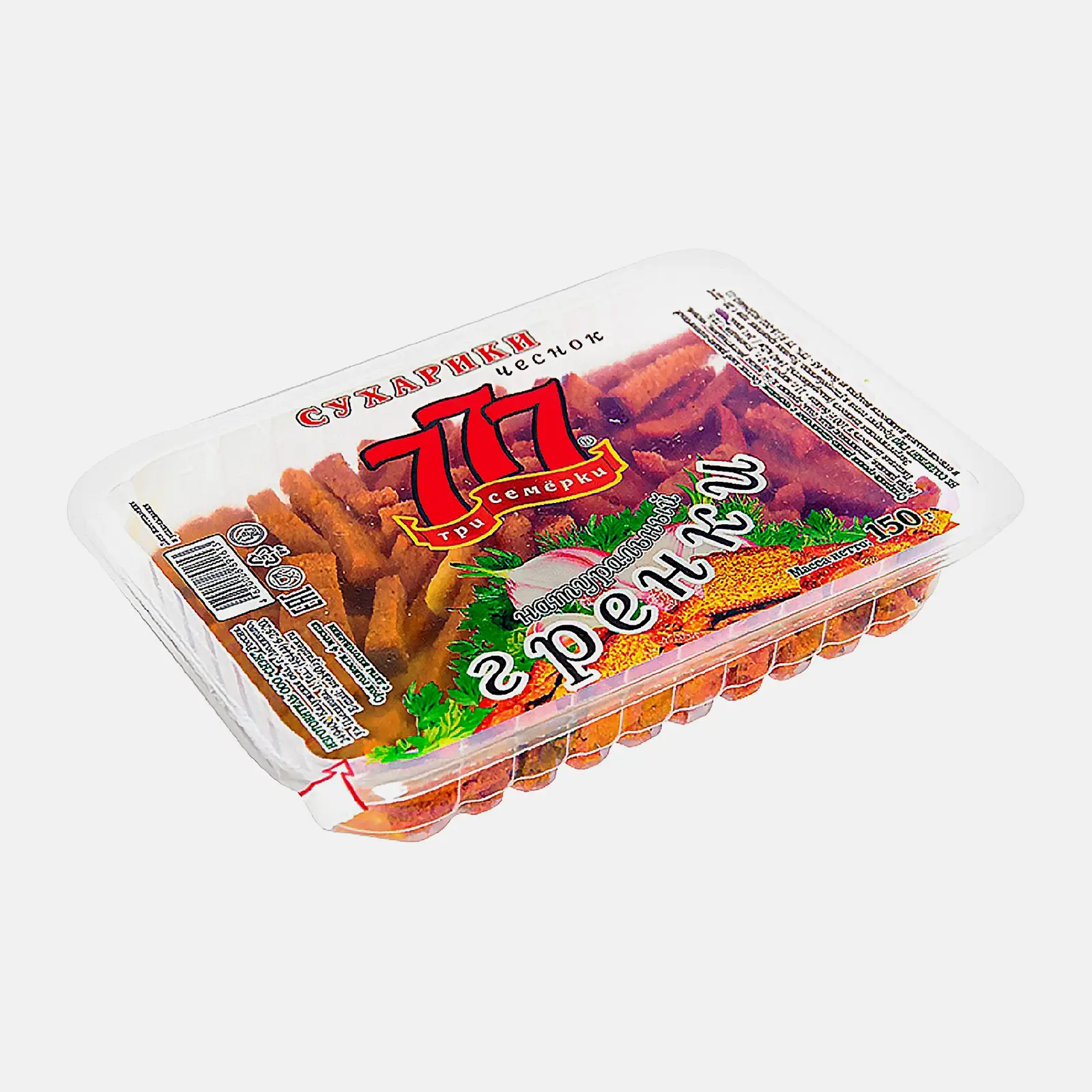 Изображение товара Гренки 777 чеснок 150 г натуральный хрустящий снек с ароматом чеснока