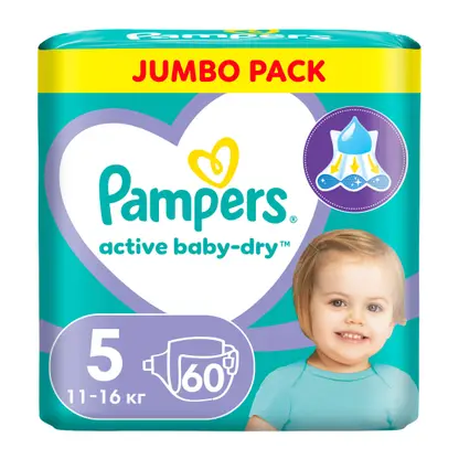 Изображение товара Подгузники Pampers Active Baby dry р.5 11-16кг 60шт