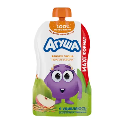 Изображение товара Пюре яблоко-груша-злаки с 8 месяцев Агуша 160г