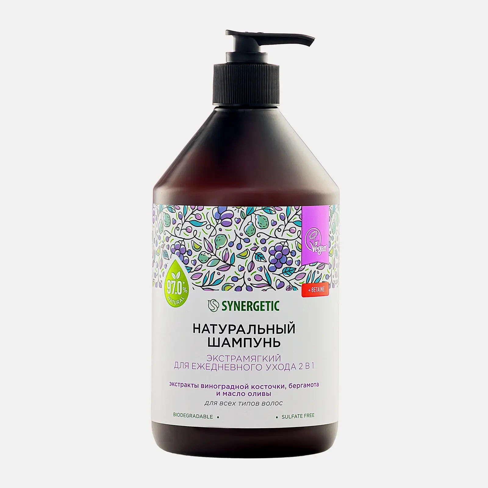 Шампунь для волос Synergetic 2в1 натуральный экстрамягкий 750мл