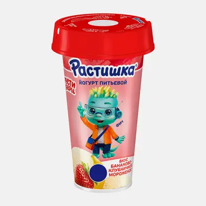 Йогурт Растишка питьевой со вкусом бананово-клубничного мороженого 2.8% 190мл