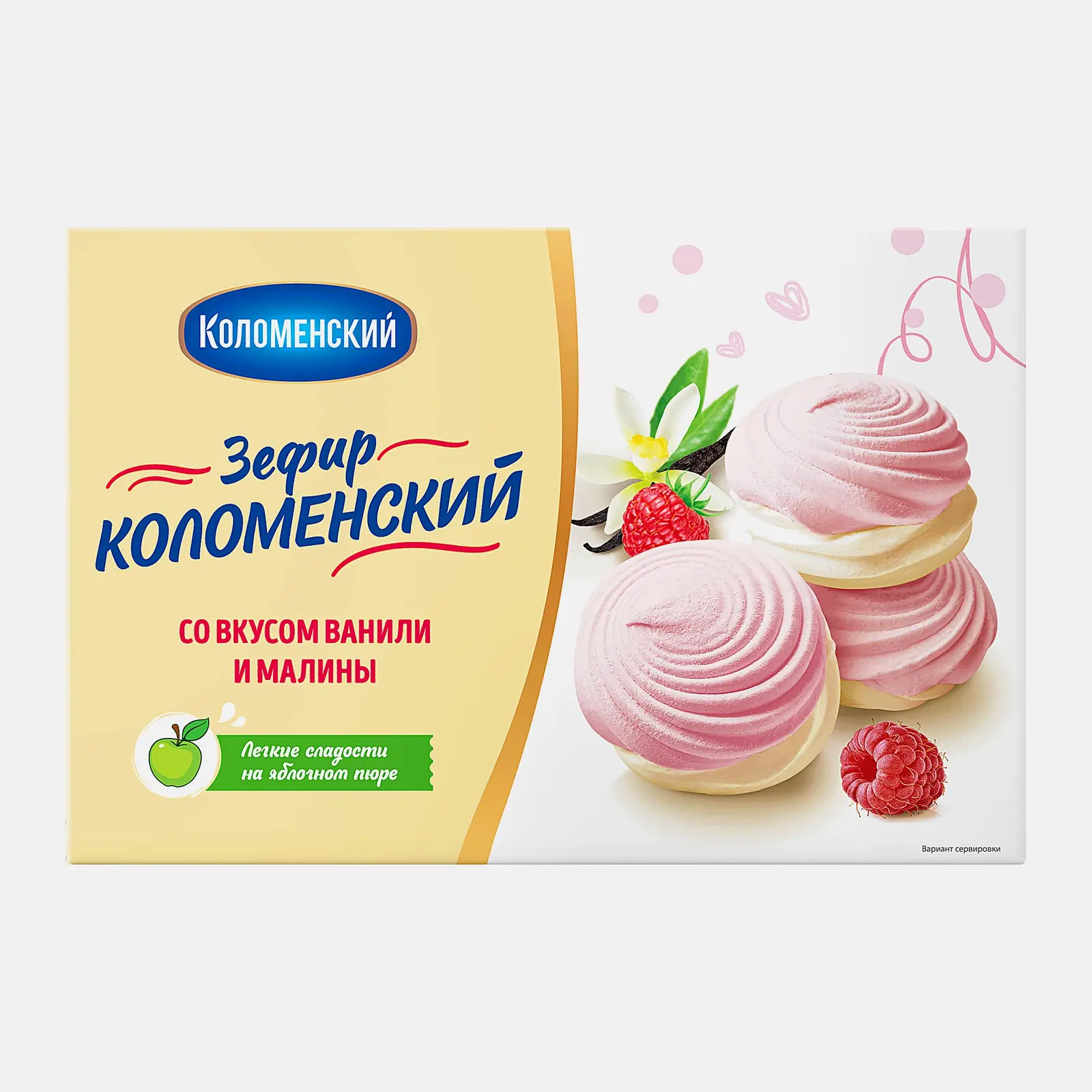 Изображение товара Зефир со вкусом ванили и малины Коломенский 250г натуральный десерт