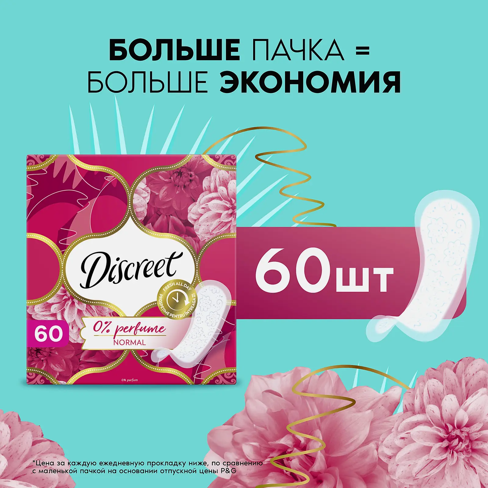 Прокладки ежедневные Discreet Normal без запаха 60шт