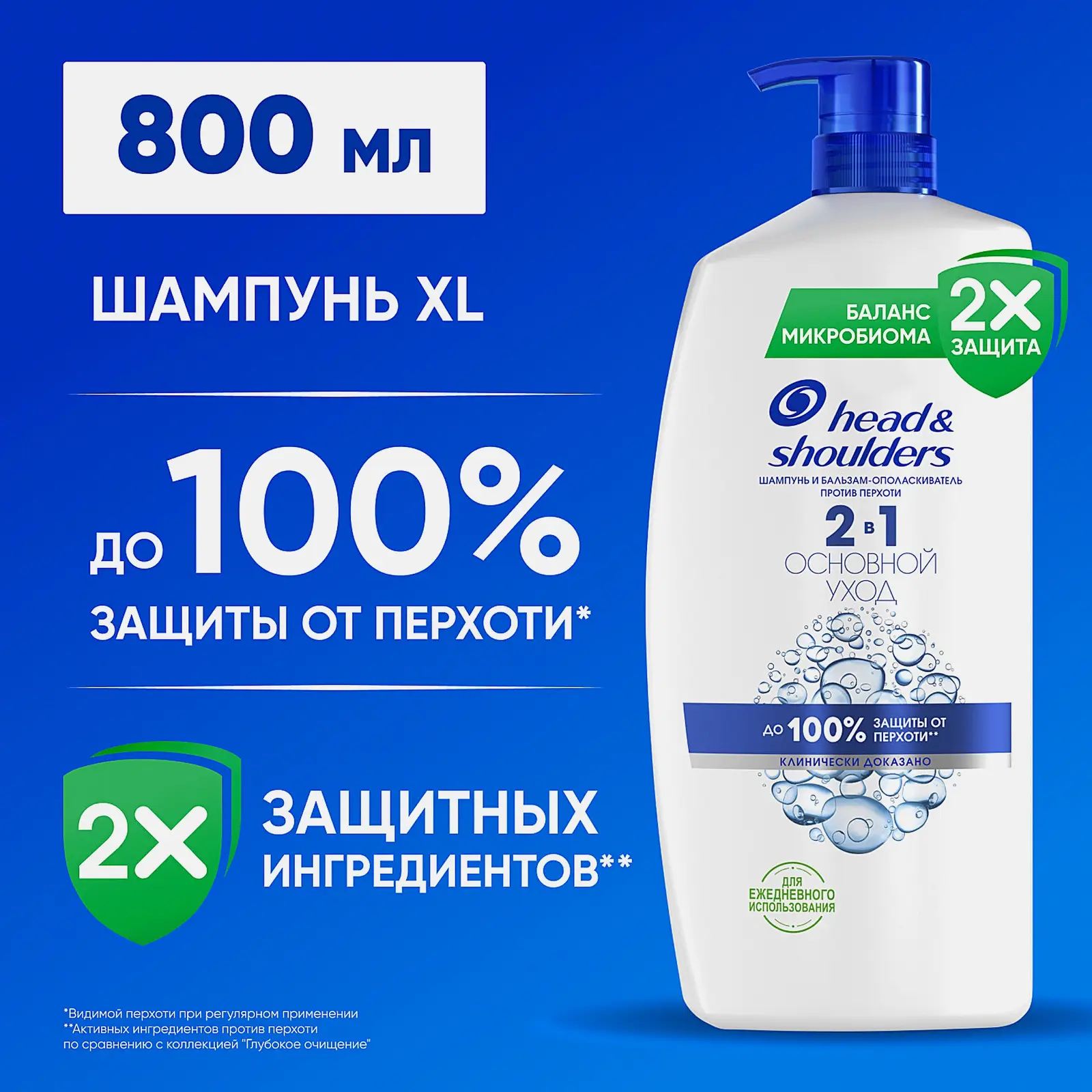 Шампунь для волос Head&Shoulders Основной уход 2в1 против перхоти 800мл