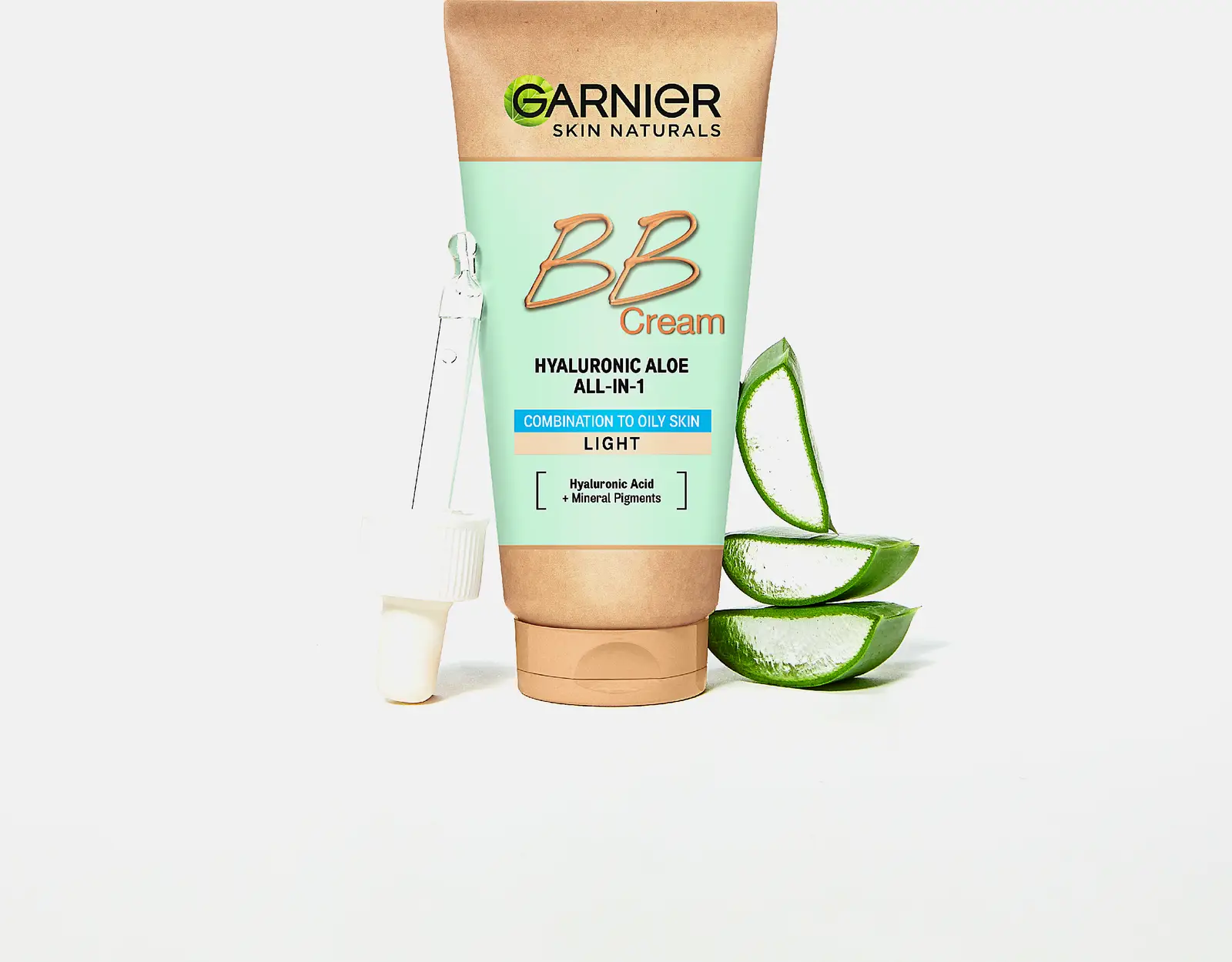 ВВ-крем для лица Garnier Гиалуроновый Алоэ-уход 5-в-1 для смешанной и жирной кожи с гиалуроновой кислотой алоэ вера и минеральными пигментами матирующий SPF 25 50мл