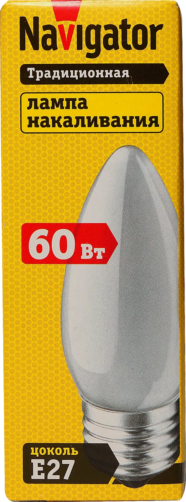 Лампа накаливания Navigator свеча 60Вт Е27 матовая - фото 3