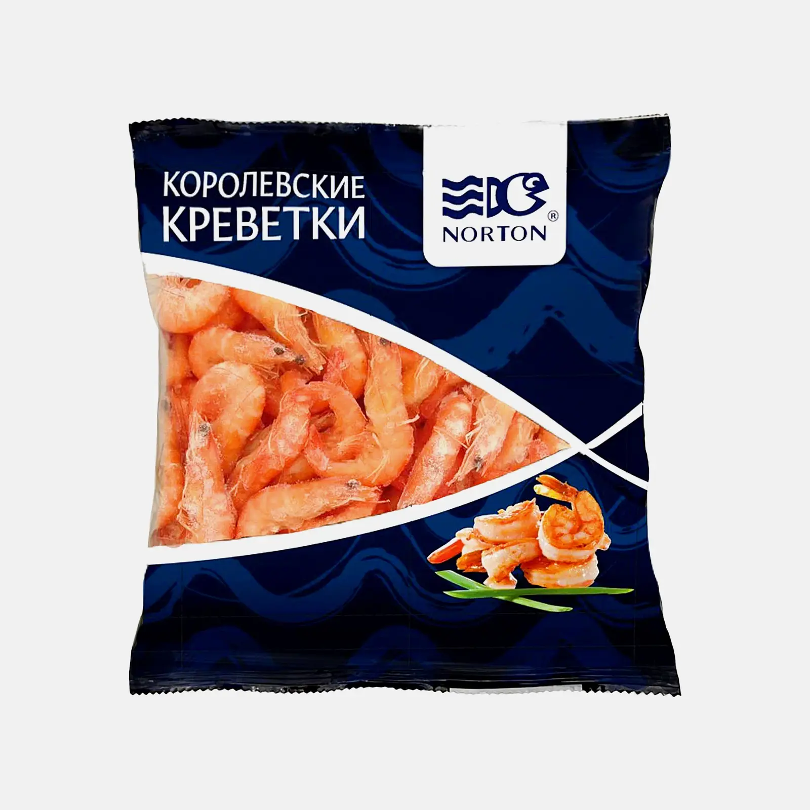 Изображение товара Креветки Norton Королевские белоногие с головой 20/30 варено-мороженные 500г