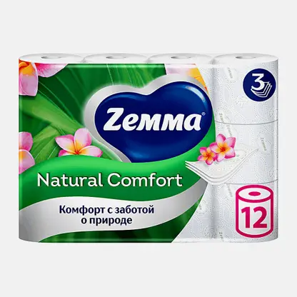 Туалетная бумага Арома Natural Comfort Zemma 12 рулонов 3 слоя