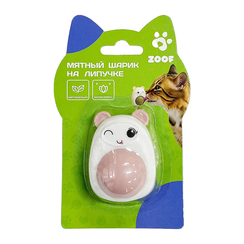 Игрушка для кошек Мятный шарик на липучке
