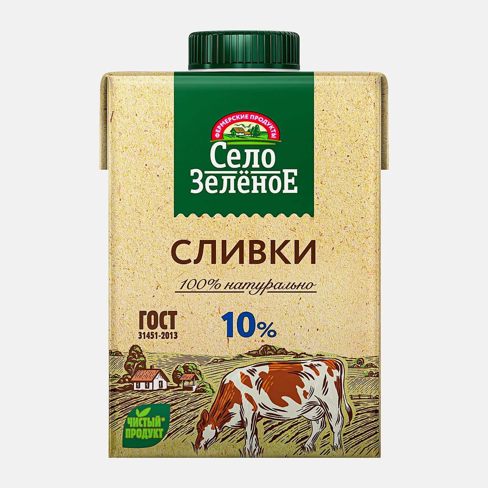 Изображение товара Стерилизованные сливки 10% 500мл Село Зеленое — натуральный продукт для кофе, десертов и блюд