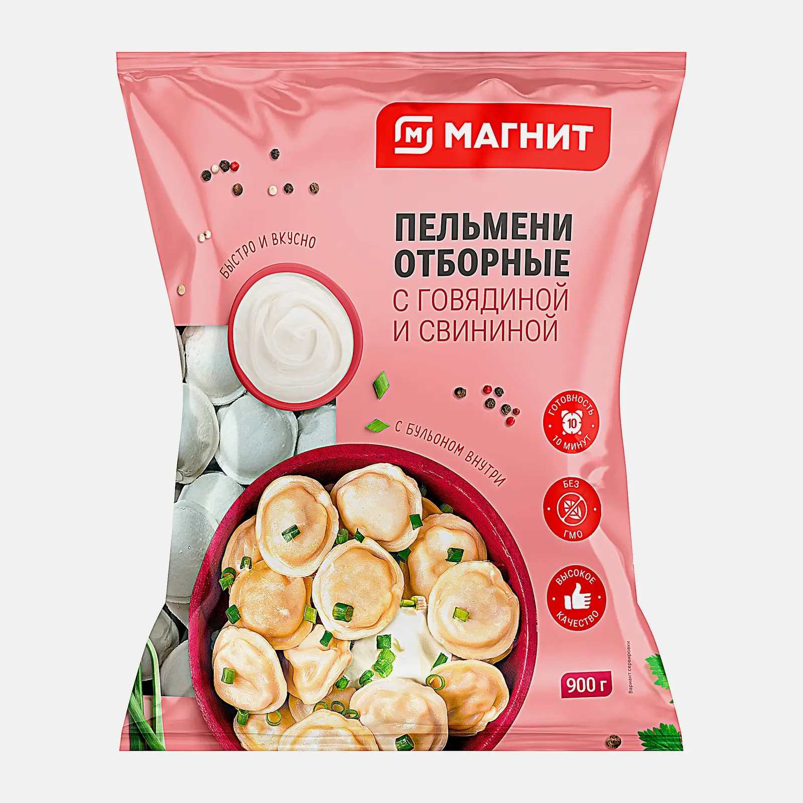 Пельмени отборные свино-говяжьи Магнит 900г