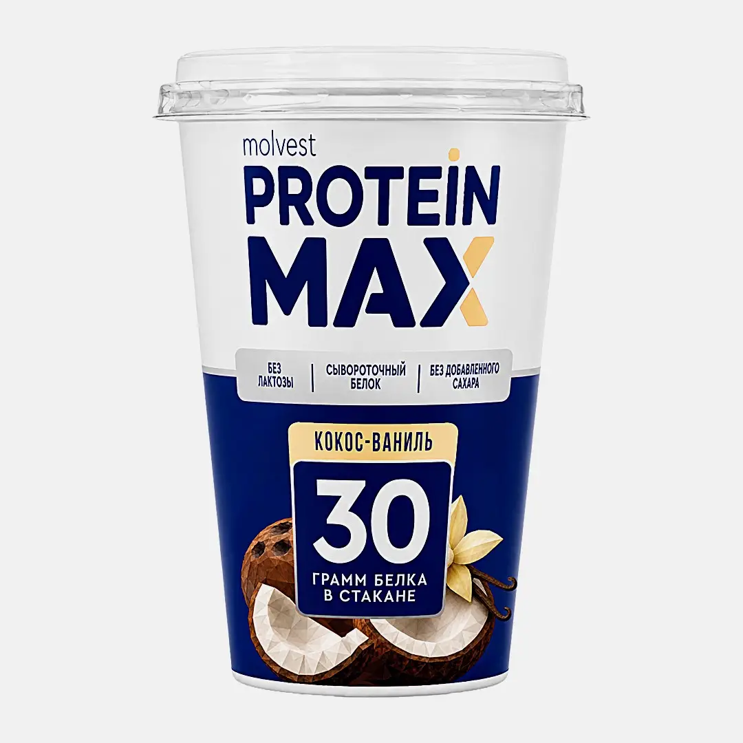 Напиток кисломолочный кокос и ваниль безлактозный Молвест Protein Max 0.6% 240г