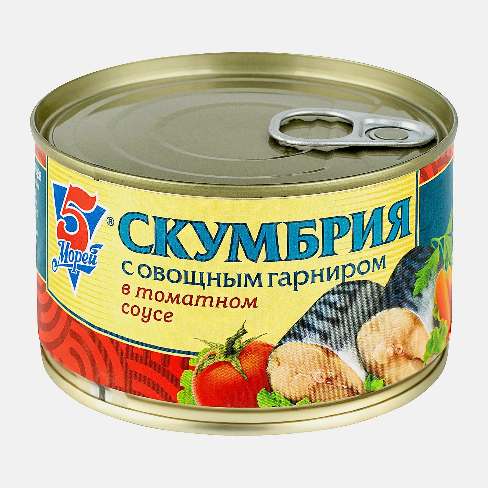 Скумбрия 5 Морей в томатном соусе с овощами 250г - фото 2 Скумбрия 5 Морей в томатном соусе с овощами 250г - фото 2