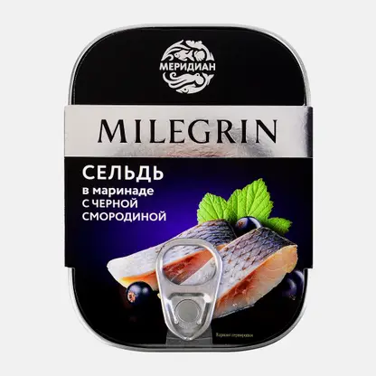 Сельдь филе-кусочки в маринаде с черной смородиной Milegrin 115г