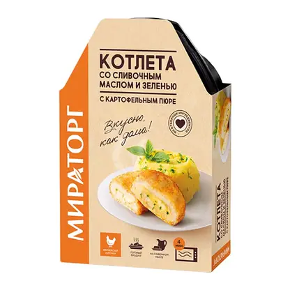 Изображение товара Котлета со сливочным маслом и зеленью с картофельным пюре Мираторг 260г