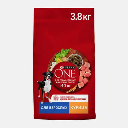 Сухой корм для собак с курицей и рисом Purina ONE 3.8кг