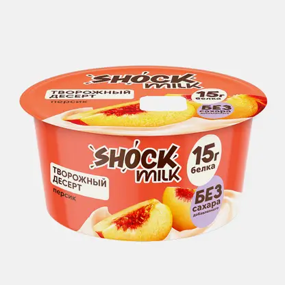 Творог мягкий высокобелковый без сахара персик Shock Milk 1.4% 150г
