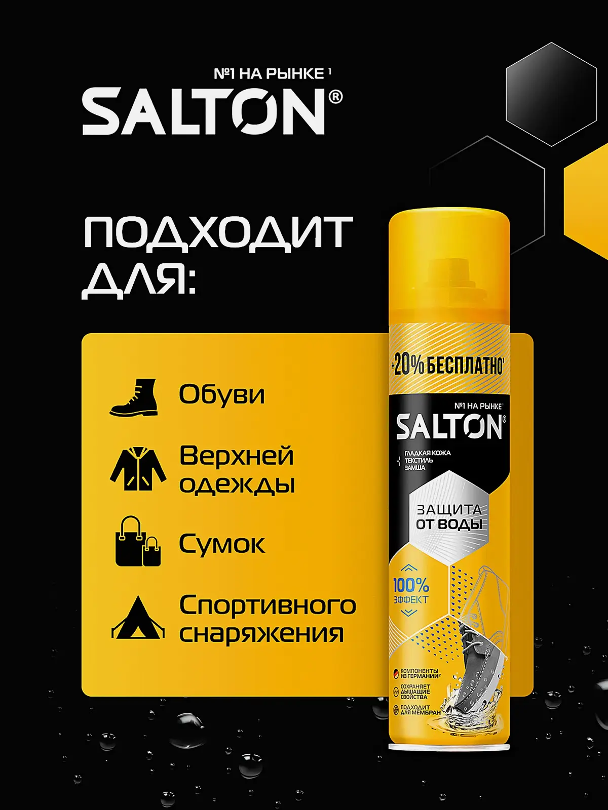 Защита от воды Salton для изделий из кожи замши нубука 300мл