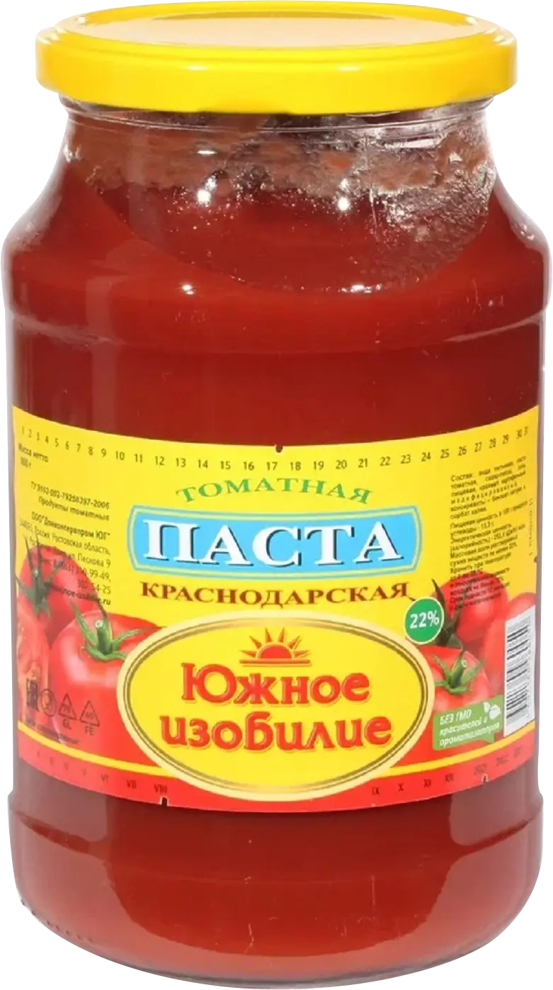 Томатная паста Южное Изобилие Краснодарская 22% 900г — в каталоге на сайте  сети Магнит | Краснодар