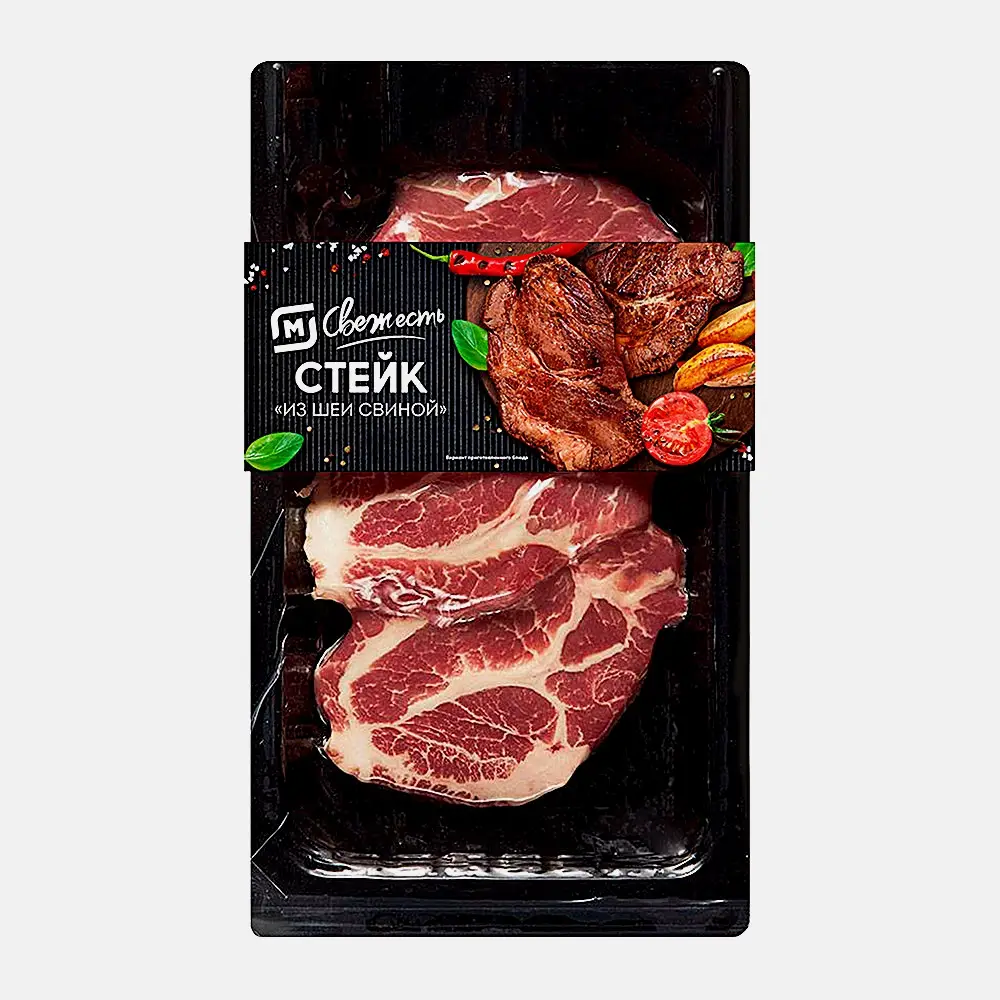Изображение товара Стейк из свиной шейки М Свежесть 375г