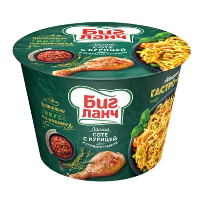 Изображение товара Лапша быстрого приготовления Биг Ланч Соте с курицей и пряными травами 90г