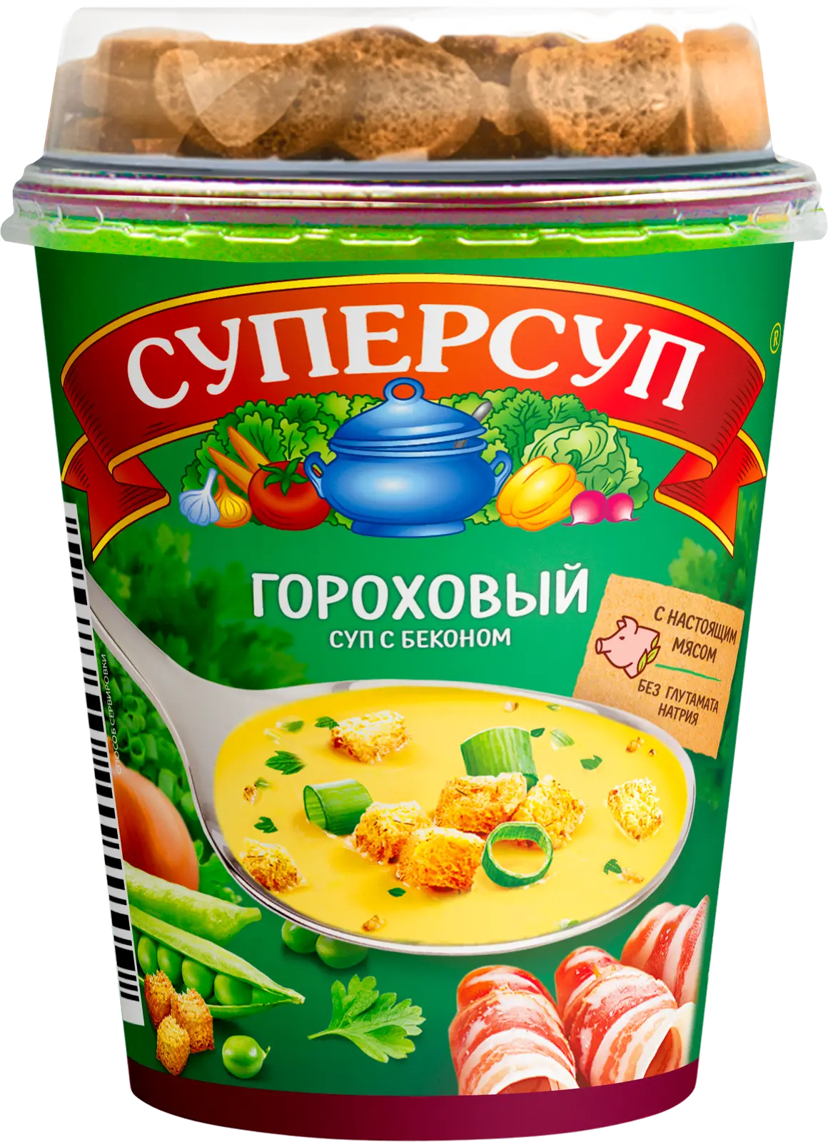 Суп Суперсуп Гороховый с беконом и гренками 45г — в каталоге на сайте сети  Магнит | Краснодар