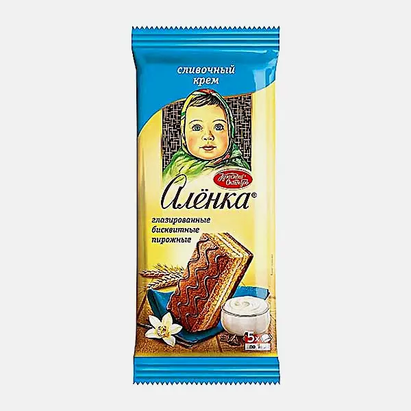 Изображение товара Пирожное бисквитное со сливочным кремом Аленка 150 г вкусное классическое десертное изделие