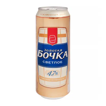 Изображение товара Пиво Золотая бочка светло фильтрованное пастеризованное 4.7% 450мл