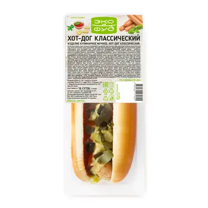 Изображение товара Хот-дог в бриошь с сосиской и горчично-майонезным соусом 170г Эко Фуд