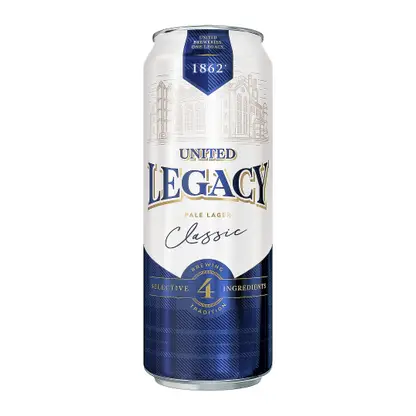 Изображение товара Пиво United legacy Classic Lager свет 4.8% 430мл