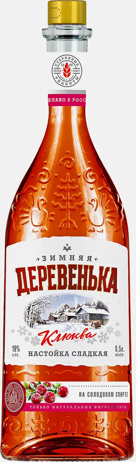 Изображение товара Настойка Зимняя деревенька Клюква сладкая 19% 500мл - натуральный ароматный алкогольный напиток