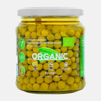 Горошек зелёный Organic Around Изысканный органический 450г