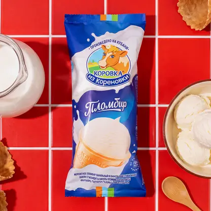 Мороженое Коровка из Кореновки Пломбир в вафельном стаканчике 15% 100г