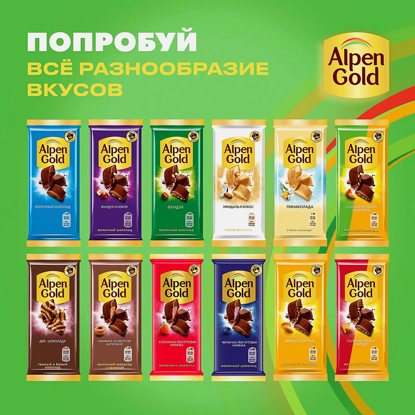 Шоколад Alpen Gold молочный Соленый миндаль и карамель 80г - фото 8