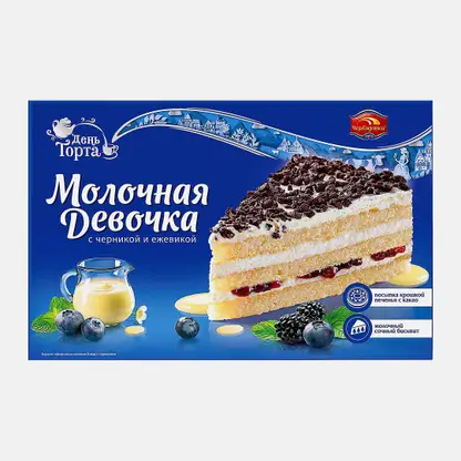 Торт Молочная девочка с черникой и ежевикой День Торта 400г