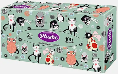Бумажные салфетки для лица Plushe 2 слоя 21*12*6см 100 листов